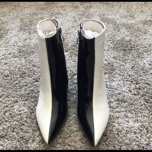 Patent Leather Black & White Booties. Size 37.
